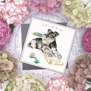Even een briefje om te zeggen... hondenkaart - 'Inkt en Veren' - Schnauzer hondenwenskaart