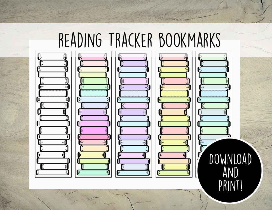 Reading Tracker Bookmark Printable, Reading Record, Book List Bookmark ...