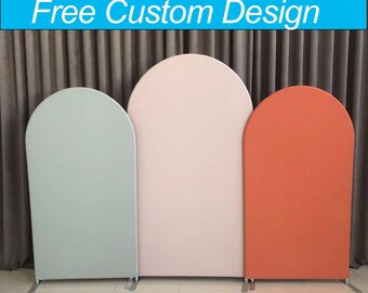 Solid Arch Stand Achtergrond Groen Oranje Stof Chiara Muur Achtergrond Voor Verjaardag Babyshower Bruiloft PhotoBooth Fotografie Banner Party Decor