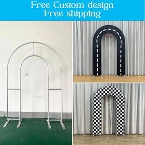 Personalized Open Arch Wall Stand Frame + Backdrop Cover, Custom Size and Color Backdrop For Birthday, Baby Shower,Wedding,Photo Booth Party