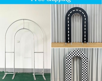 Personalized Open Arch Wall Stand Frame + Backdrop Cover, Custom Size and Color Backdrop For Birthday, Baby Shower,Wedding,Photo Booth Party