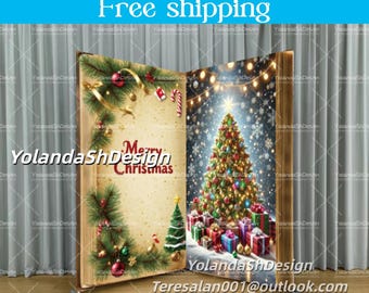 Merry Christmas Storybook Backdrop Book Metal Stand Castle Pillowcase Backdrop Cover Wedding Birthday Baby Shower Photography Photo Studio