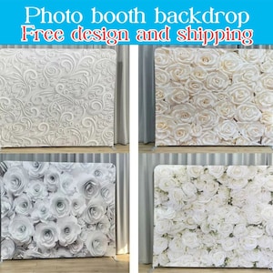 Flower Photo Booth Backdrop Stand White Grey Flowers Pillowcase Backdrop Fabric Cover Wedding Birthday BabyShower Photography Photo Studio