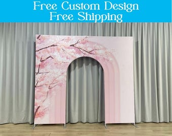 Welcome Open Arch Door Stand 3D Pink Ripple Arch Backdrop Cover Photo Booth Photography Banner For Wedding Birthday Baby Shower Party Decor
