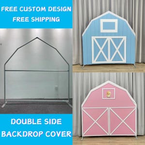 Pink Barn Arch Backdrop Stand Farm Cover Metal Backdrop Frame House Chiara Backdrop Baby Shower Kid Birthday Wedding PhotoBooth Party Banner