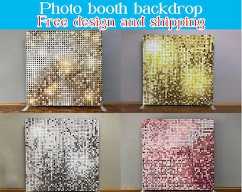Sparkle Glitter Photo Booth Backdrop Stand Gold Sequin Pillowcase Backdrop Fabric Cover Wedding Birthday BabyShower Photography Photo Studio
