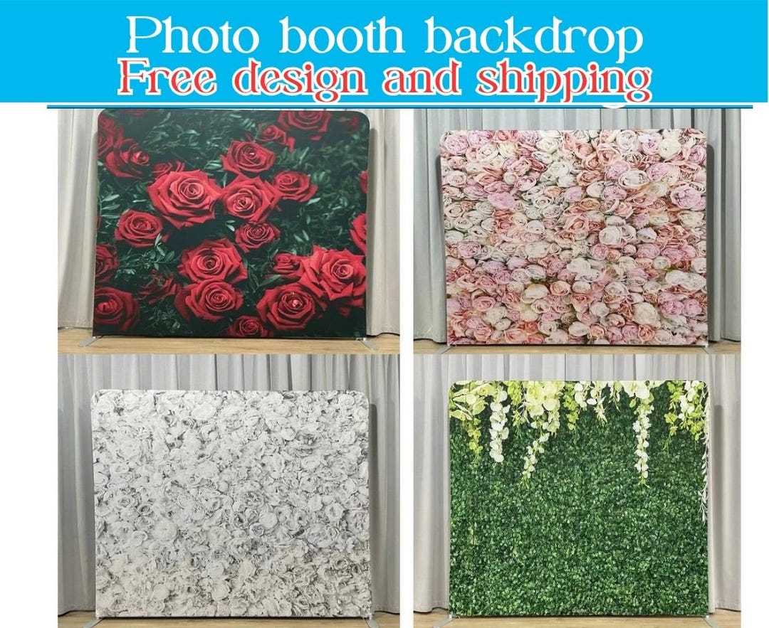 Photo Booth Backdrop Stand Flower Grass Wall Pillowcase Backdrop Print ...