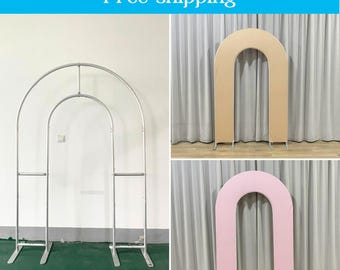 Personalized Open Arch Wall Stand Frame + Backdrop Cover, Custom Size and Color Backdrop For Birthday, Baby Shower,Wedding,Photo Booth Party