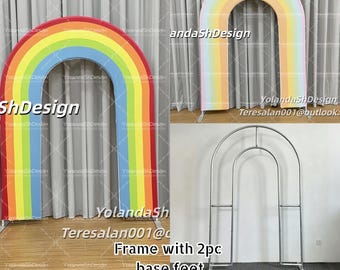 Open Door Arch Backdrop Stand Cover Aluminum Alloy Frame Rainbow Arch Wedding Backdrop Baby Shower Birthday Party Photo Booth Party Decor