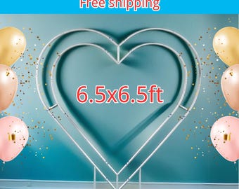 Heart Arch Stand Metal Heart Backdrop Frame Collapsible Backdrop Stand For Baby Shower Wedding Birthday Photo Booth Photography Party Decor