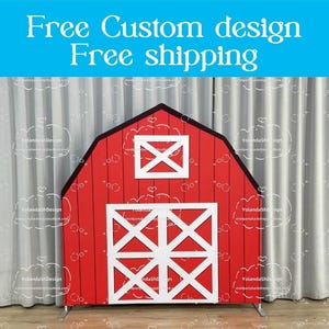 Red House Farm Barn Arch Backdrop Metal Stand Backdrop Frame Chiara Backdrop For Baby Shower Kid Birthday PhotoBooth Photography Party Decor