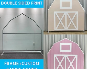 Barn Arch Backdrop Stand Farm Cover Metal Backdrop Frame House Chiara Backdrop Baby Shower Kid Birthday Wedding PhotoBooth Party Banner