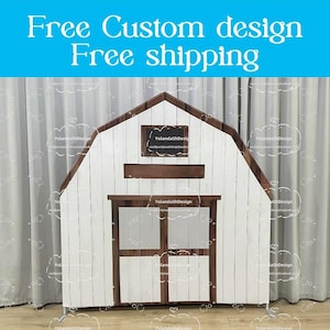 White Wood Farm Barn Arch Backdrop Metal Stand Backdrop Frame Chiara Backdrop For BabyShower Kid Birthday PhotoBooth Photography Party Decor
