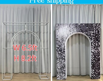 3D Sqaure Wedding Open Arch Door Backdrop Stand Print Glitter Fabric Arch Cover For Birthday Baby Shower Photo Booth Photography Party Decor