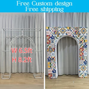 3D Sqaure Wedding Open Arch Door Backdrop Stand Print Fabric Chiara Arch Cover For Birthday Baby Shower Photo Booth Photography Party Decor