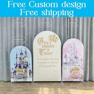 Fondo de arco con tema de Érase una vez, telón de fondo con diseño de castillo de la princesa Chiara para pared, para cumpleaños, baby shower, fotomatón, pancarta de fotografía, decoración de fiesta