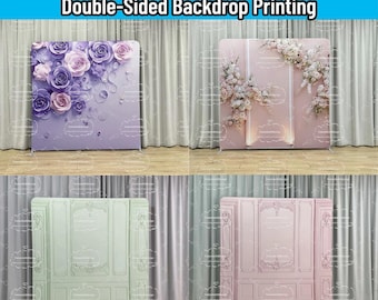 Blush Wedding PhotoBooth Backdrop Stand Floral Fabric Cover Pillowcase Backdrop Party Wedding Birthday BabyShower PhotographyStudio