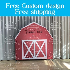 Red House Farm Barn Arch Backdrop Metal Stand Backdrop Frame Chiara Backdrop For Baby Shower Kid Birthday PhotoBooth Photography Party Decor