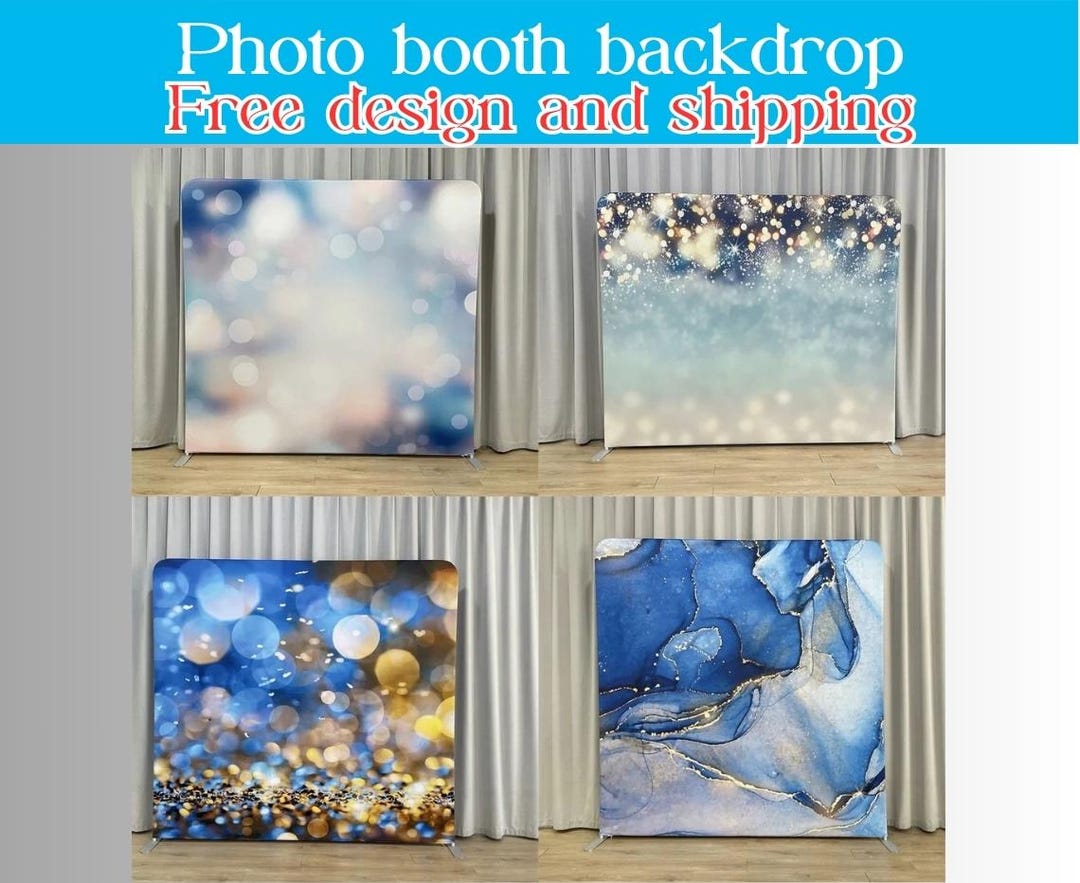 Blue Marble Photo Booth Backdrop Stand Sparkle Glitter Pillowcase ...
