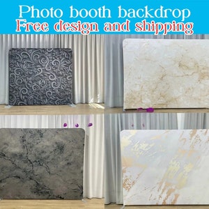 Marble Photo Booth Backdrop Stand Free Custom Design Backdrop Fabric Cover For Wedding Birthday BabyShower Photography Photo Studio Decor