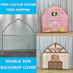 Wood Farm Barn Arch Backdrop Stand Cover Metal Backdrop Frame House Chiara Backdrop Baby Shower Kid Birthday Wedding PhotoBooth Party Banner