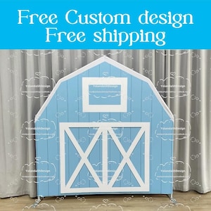 Baby Blue Farm Barn Arch Backdrop Metal Stand Backdrop Frame Chiara Backdrop For Baby Shower Kid Birthday PhotoBooth Photography Party Decor