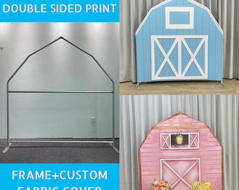 Blue Barn Arch Backdrop Stand Farm Cover Metal Backdrop Frame House Chiara Backdrop  Baby Shower Birthday Wedding PhotoBooth Party Banner