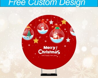 Free Custom Christmas Round Arch Backdrop Cover, Circle Fabric Background Design for Photography, Party.