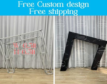 3D Slanted Wedding Open Arch Door Backdrop Stand Print Fabric Arch Cover For Birthday Baby Shower Photo Booth Photography Party Studio Decor