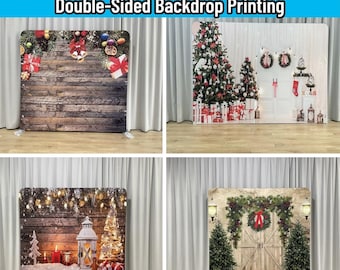 Christmas Fireplace Photo Booth Backdrop Xmas Tree Bells Pillowcase Backdrop Cover For Photography Backdrop Banner Studio Props Party Decor