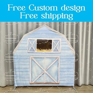 Blue Farm Barn Arch Backdrop Metal Stand Backdrop Frame Chiara Backdrop For Baby Shower Kid Birthday Photo Booth Photography Party Decor