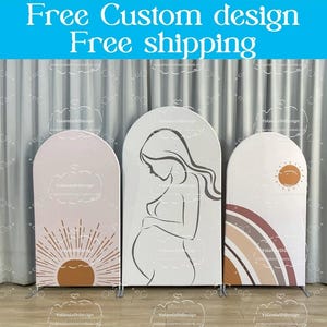 Boho Kobieta w ciąży Tęczowy łuk Stojak Tło Chiara Tło ścienne dla anioła Urodziny Baby Shower PhotoBooth Fotografia Impreza Dekoracja