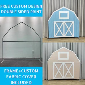 Blue Barn Arch Backdrop Stand Farm Cover Metal Backdrop Frame House Chiara Backdrop Baby Shower Kid Birthday Wedding PhotoBooth Party Banner