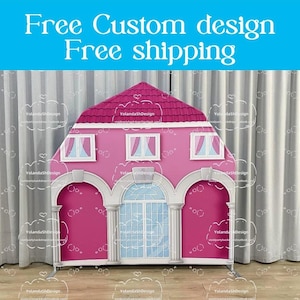 Red Dollhouse Farm Barn Arch Backdrop Metal Stand Frame Chiara Arch Backdrop For Baby Shower Kid Birthday PhotoBooth Photography Party Decor