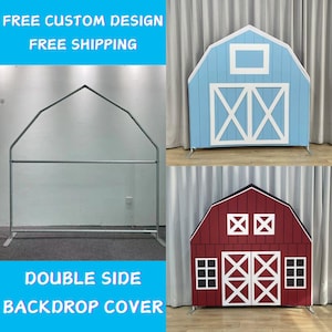 Red Barn Arch Backdrop Stand Farm Cover Metal Backdrop Frame House Chiara Backdrop Baby Shower Kid Birthday Wedding PhotoBooth Party Banner