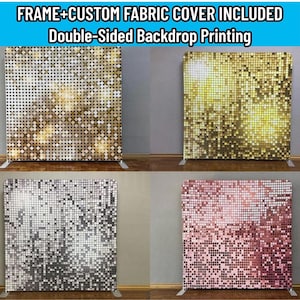 Sparkle Glitter Photo Booth Backdrop Stand Gold Sequin Pillowcase Backdrop Fabric Cover Wedding Birthday BabyShower Photography Photo Studio