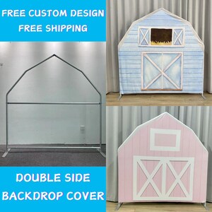 Pink Barn Arch Backdrop Stand Farm Cover Metal Backdrop Frame House Chiara Backdrop Baby Shower Kid Birthday Wedding PhotoBooth Party Banner