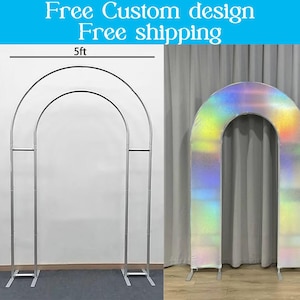 Personalized Open Arch Wall Stand Frame + Backdrop Cover, Custom Size and Color Backdrop For Birthday, Baby Shower,Wedding,Photo Booth Party