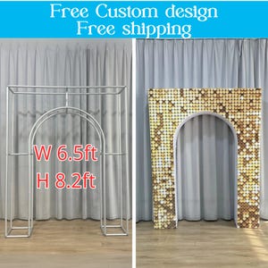 3D Sqaure Wedding Open Arch Door Backdrop Stand Print Glitter Fabric Arch Cover For Birthday Baby Shower Photo Booth Photography Party Decor
