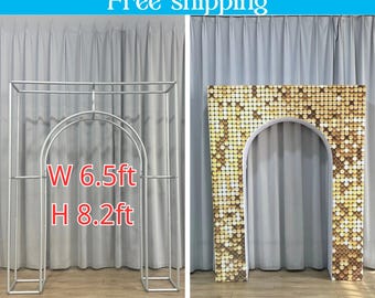 3D Sqaure Wedding Open Arch Door Backdrop Stand Print Glitter Fabric Arch Cover For Birthday Baby Shower Photo Booth Photography Party Decor