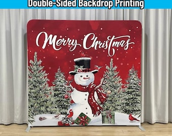 Merry Christmas Photo Booth Backdrop Xmas Tree Snowman Pillowcase Backdrop For Holiday Photography Backdrop Banner Party Decoration