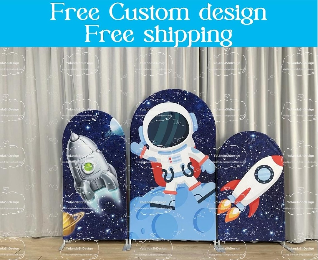 Astronaut In Space Theme Arch Backdrop Kit For Birthday