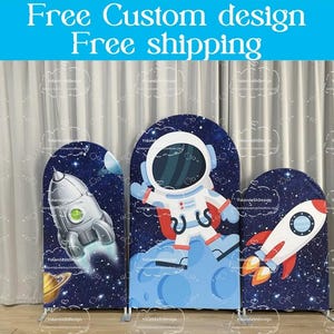 Astronaut Arch Stand Backdrop Space Galaxy ChiaraWall Rocket Planet Backdrop For Kid Birthday BabyShower PhotoBooth Photography Banner Party