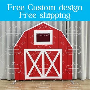 Red House Farm Barn Arch Backdrop Metal Stand Backdrop Frame Chiara Backdrop For Baby Shower Kid Birthday PhotoBooth Photography Party Decor