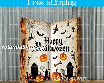 Happy Halloween Storybook Backdrop Book Metal Stand Castle Pillowcase Backdrop Cover Wedding Birthday Baby Shower Photography Photo Studio