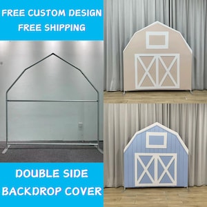 Blue Farm Barn Arch Backdrop Stand Cover Metal Backdrop Frame House Chiara Backdrop Baby Shower Kid Birthday Wedding PhotoBooth Party Banner