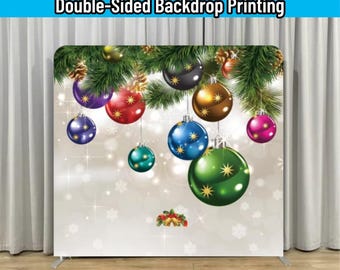 Christmas Bells Photo Booth Backdrop For Xmas Tree Party Decor Pillowcase Backdrop Fabric Cover Photography Backdrop Banner Studio Props