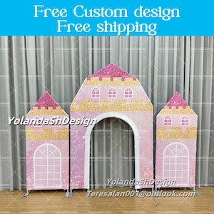 Castle Arch Backdrop Stand Cover Metal Backdrop Circus House Chiara Backdrop for Baby Shower Kid Birthday Wedding PhotoBooth Party Decor