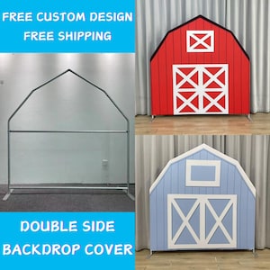 Blue Barn Arch Backdrop Stand Farm Cover Metal Backdrop Frame House Chiara Backdrop Baby Shower Kid Birthday Wedding PhotoBooth Party Banner