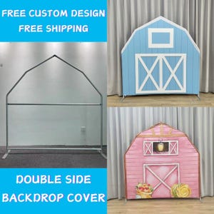 Red Barn Arch Backdrop Stand Farm Cover Metal Backdrop Frame House Chiara Backdrop  Baby Shower Kid Birthday Wedding PhotoBooth Party Banner